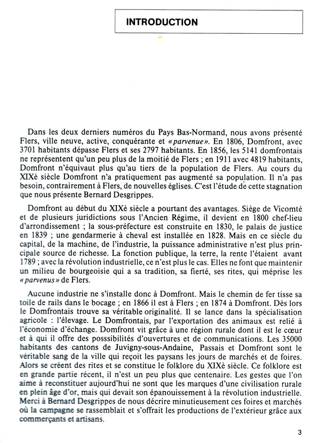 N°145 : Domfront 1900-1914 : une sous-préfecture rurale par B. DESGRIPPES