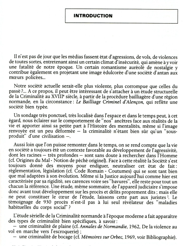 N°182 : La criminalité dans le bailliage d’Alençon (1715-1745) par M.-M. CHAMPIN