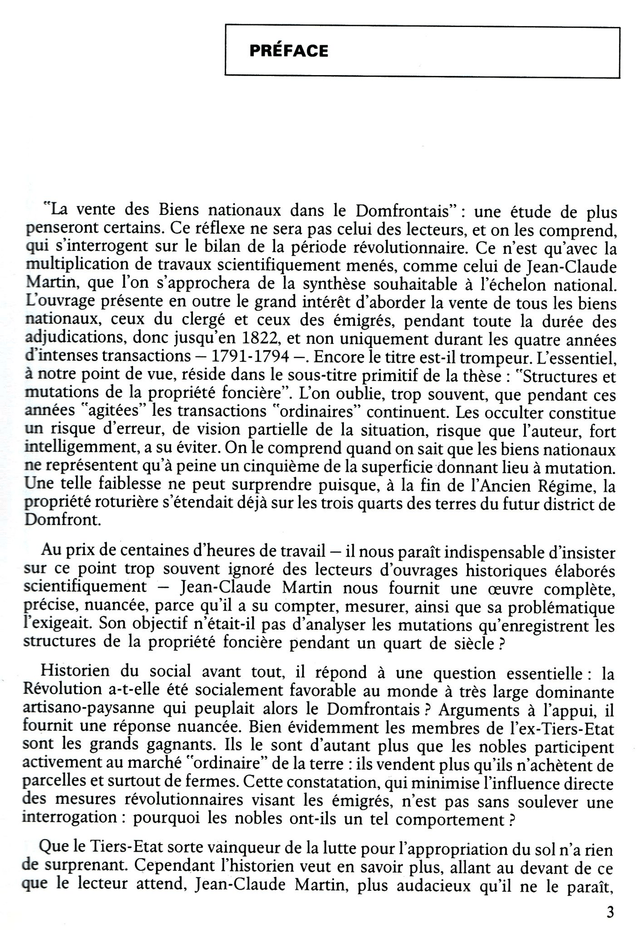 N°194 à 196 : La terre en révolution : biens nationaux et marché foncier dans le Domfrontais 1789-1830 par J.-C. MARTIN