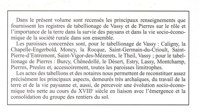 N°233 à 235 : La région de Vassy aux XVIIe & XVIIIe siècles : ce que nous apprennent les registres de tabellionage Part.2 par M. LAVOLLÉ & G. VILLEROY