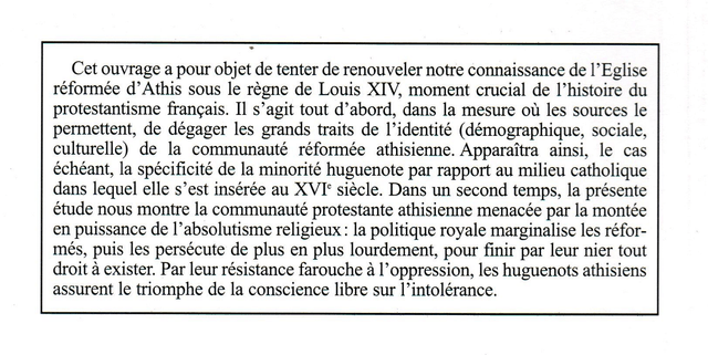 N°257-258 : Les protestants d’Athis et de ses environs sous le règne de Louis XIV par S. MONNIETTE et J.-C. BLANCHETIÈRE
