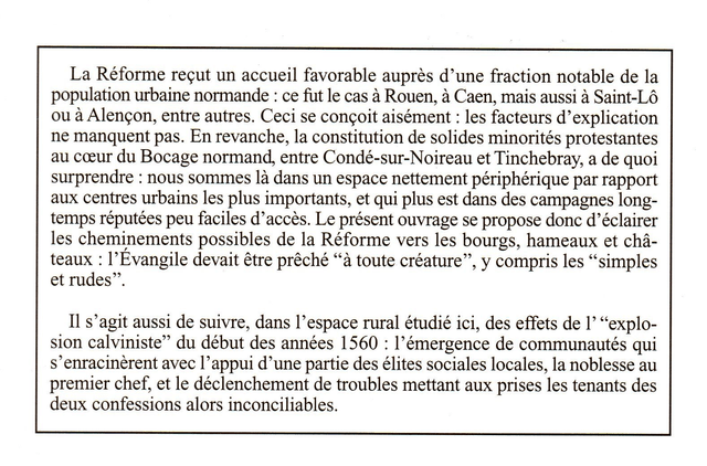 N°265-266 : Les origines de la Réforme dans l’ancien doyenné de Condé-sur-Noireau (1530-1566) par JC. Blanchetière