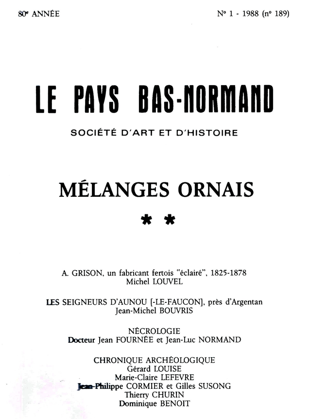 N°189 : Mélanges Ornais