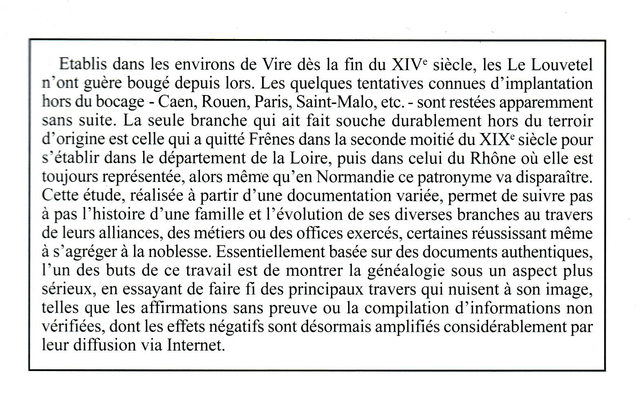 N°287-288 : La famille Le Louvetel par B.CAMPANT la FONTAINE, J-Y Lailler , L de MOISSY, G.VILLEROY.