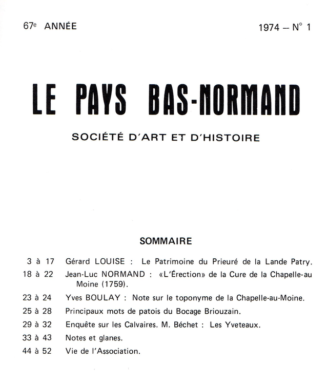 N°133 : VARIA Le Prieuré de La Lande-Patry