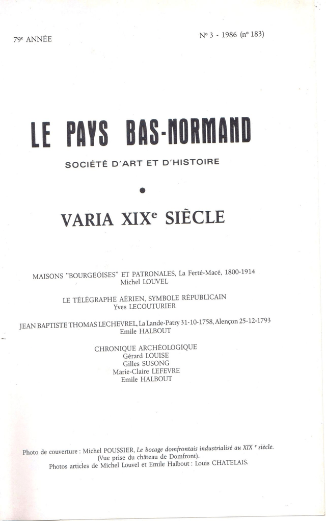N°183 : VARIA XIXe siècle